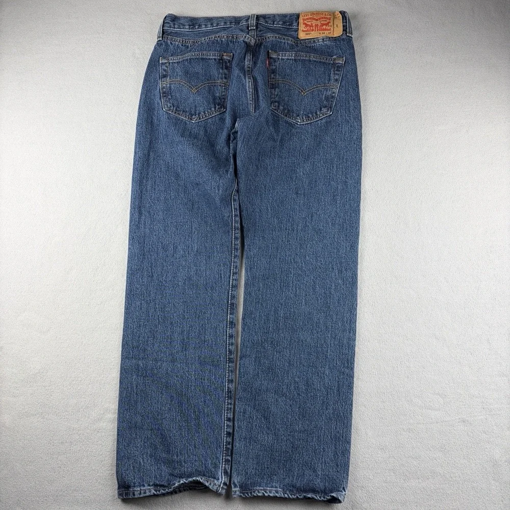 Levi's 501 Original Jeans Men's 34x32 (Fits 32x29.5) Blue Stra. Leg Button Fly